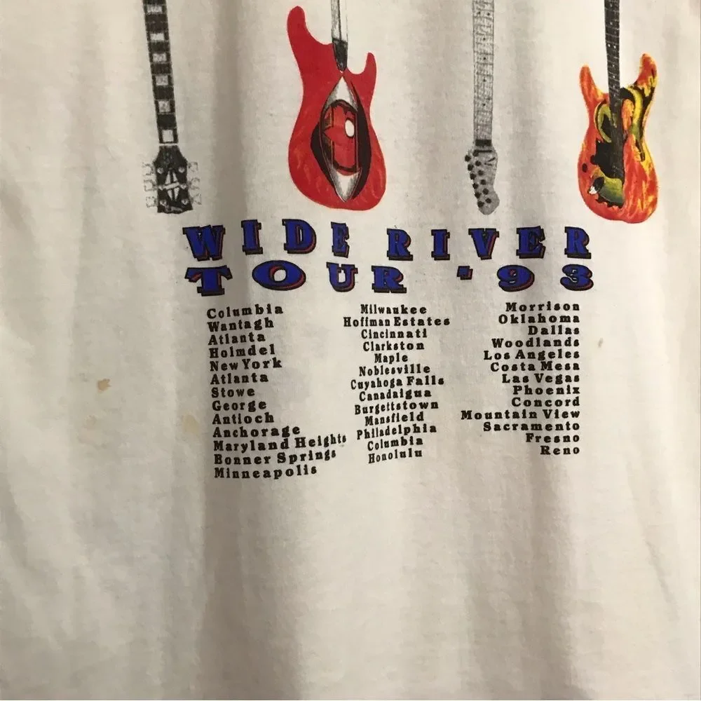 Vintage Steve Miller Band 1993 Wide River Tour 90s White Tshirt Mens Sz Large